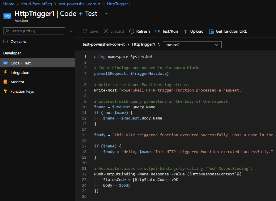 rich experience editing code in Azure